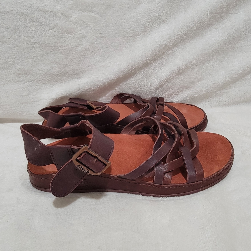 Womens 6 Chaco Fallon Java Brown Leather Strappy … - image 2